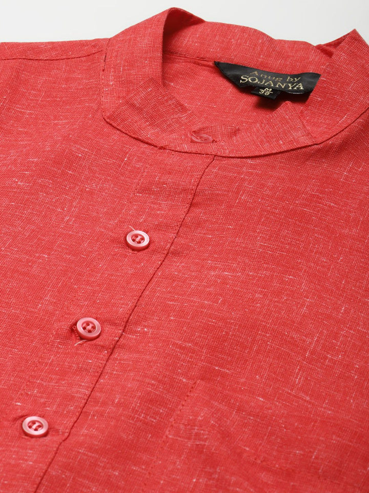 Anug by SOJANYA Men Red Dobby Kurta