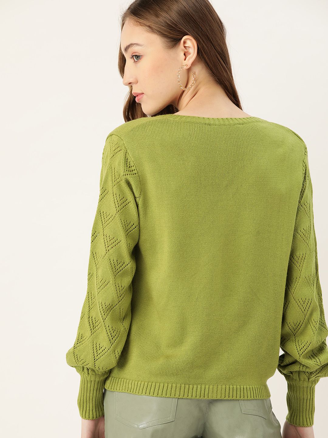 DressBerry Women Green Solid Cardigan