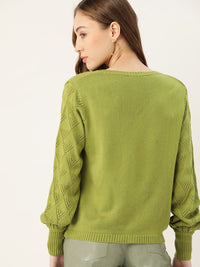 DressBerry Women Green Solid Cardigan