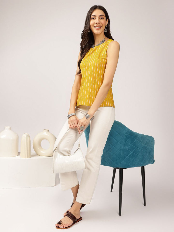 Anouk Geometric Printed Sleeveless Cotton Top