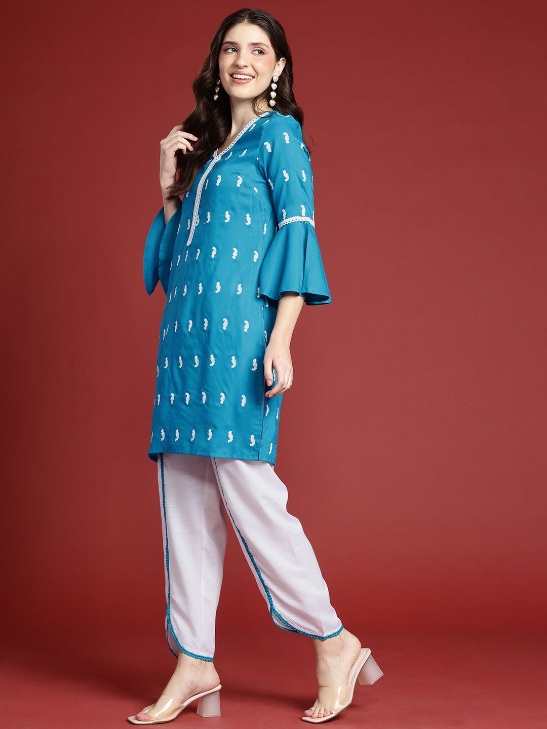 Anouk Women Ethnic Motifs Embroidered Regular Kurta with Trousers