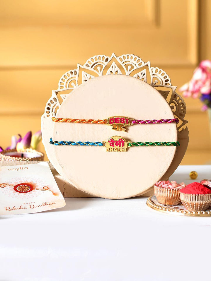 Voylla Desi Bhai-Bhabhi Benang Kombo Pelbagai Warna Lumba Rakhi