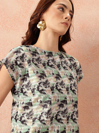 all about you Printed Midi Shift Dress with Slit