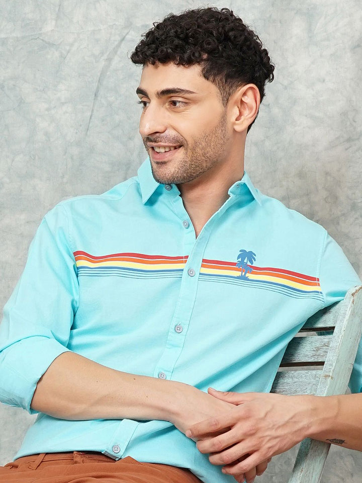 The Indian Garage Co Pure Cotton Striped Tropical Casual Shirt