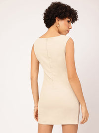 DressBerry Neutral Affair Ruched Mini Bodycon Dress