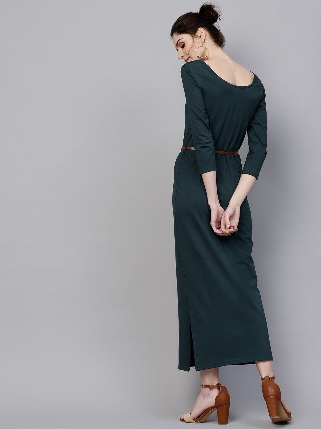 SASSAFRAS Women Teal Blue Solid Maxi Dress