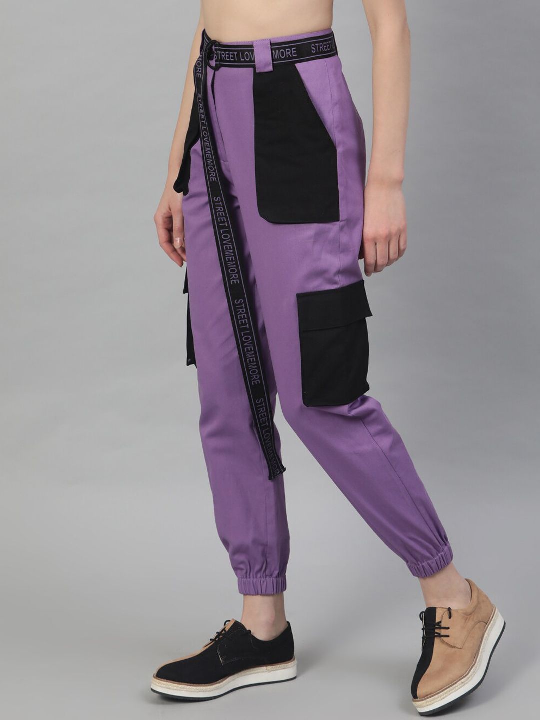 STREET 9 Women Lavender Regular Fit Solid Regular Trousers