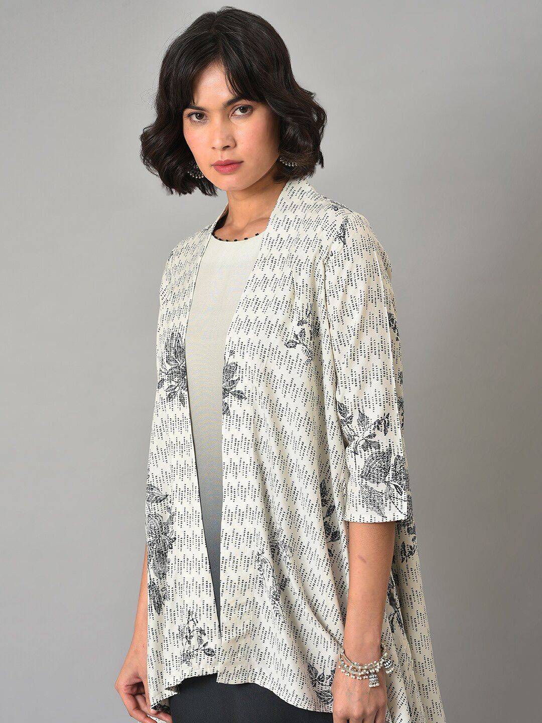 W Printed Rayon Kurta With Shrugs & Palazzos
