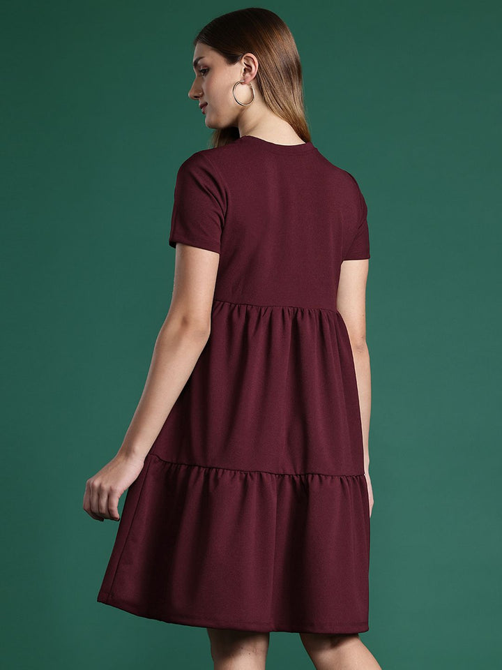 DressBerry Typography Printed Tiered A-Line Dress