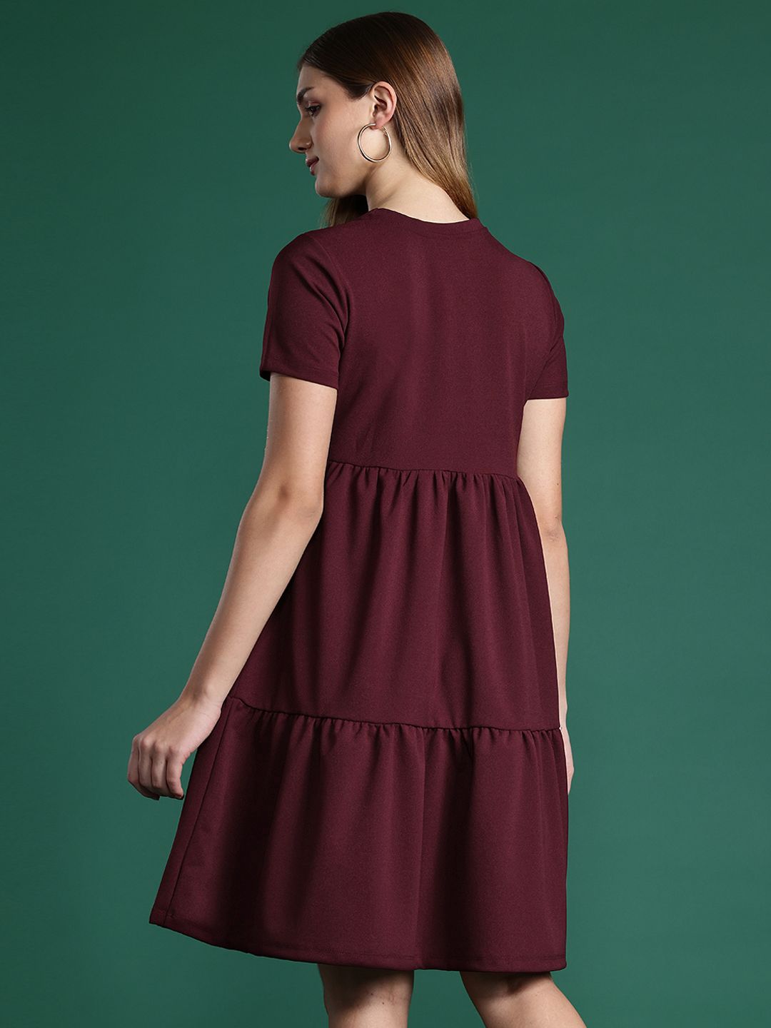 DressBerry Typography Printed Tiered A-Line Dress
