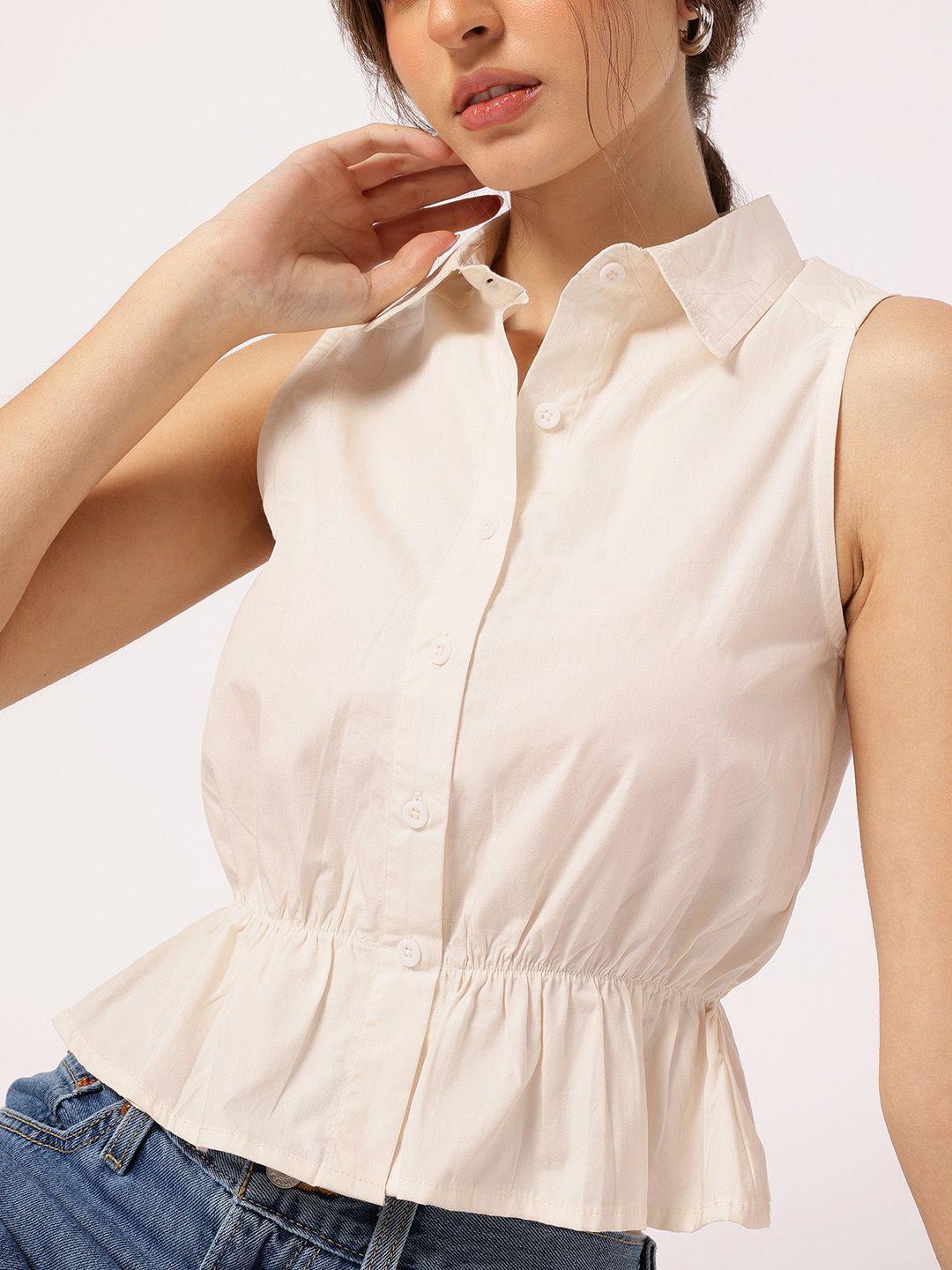 DressBerry Dreamy Delight Cinched Waist Shirt Style Top