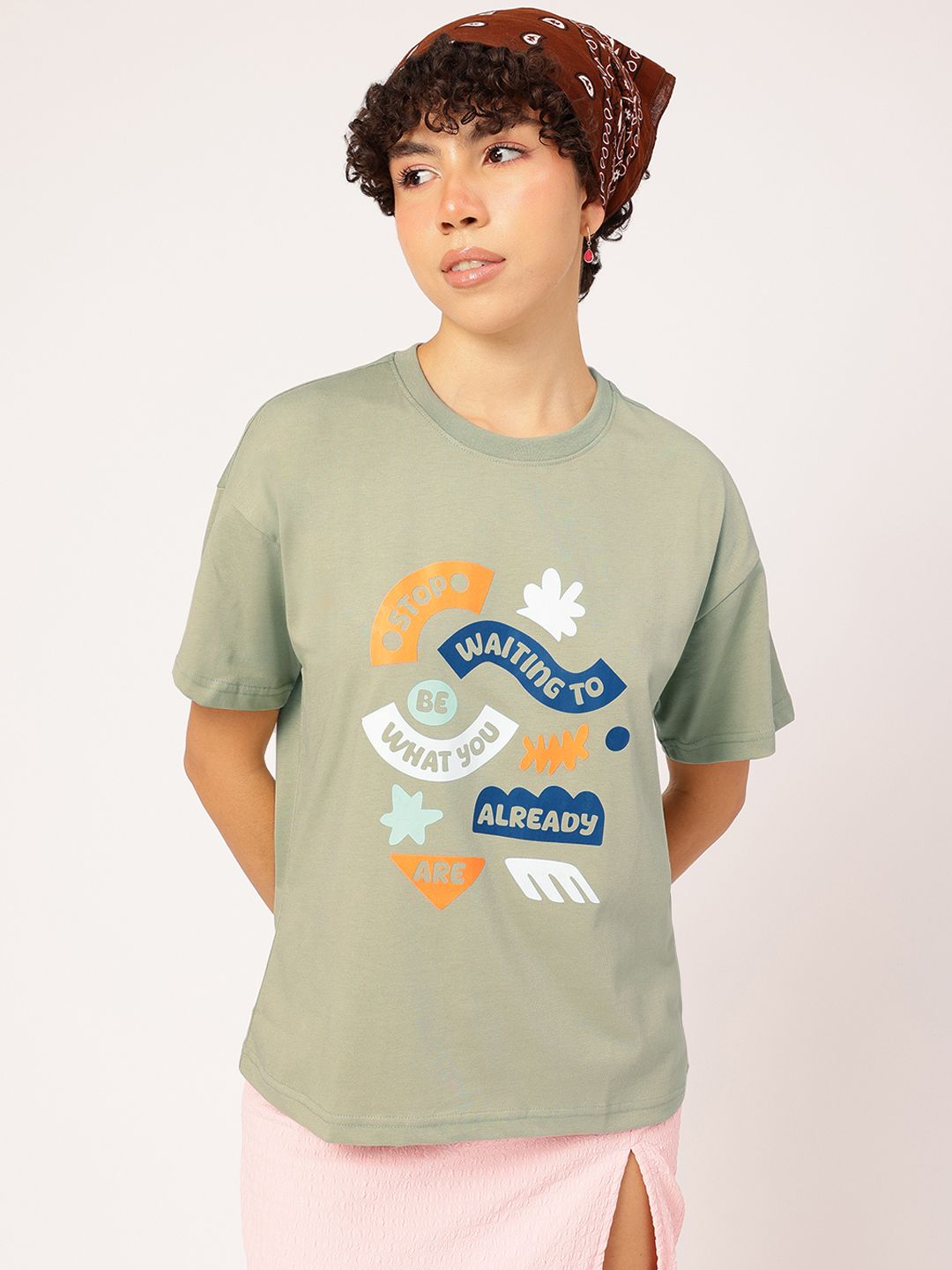 DressBerry Melancholic Chic Typo Print Relaxed Tee