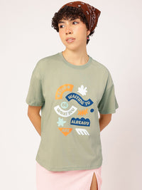 DressBerry Melancholic Chic Typo Print Relaxed Tee