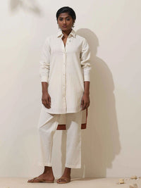 trueBrowns Off White Cotton Kurta Co-Ord Set
