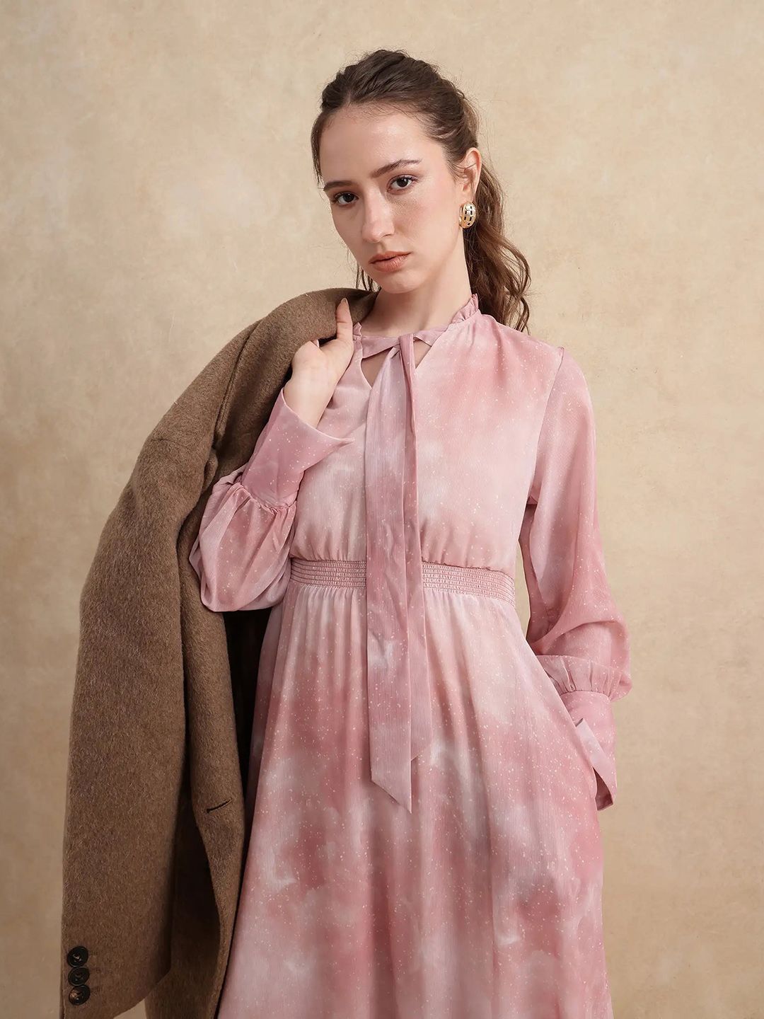 RAREISM Women LIKP PRIMARY PINK Print Fit & Flare Midi Cotton Dress