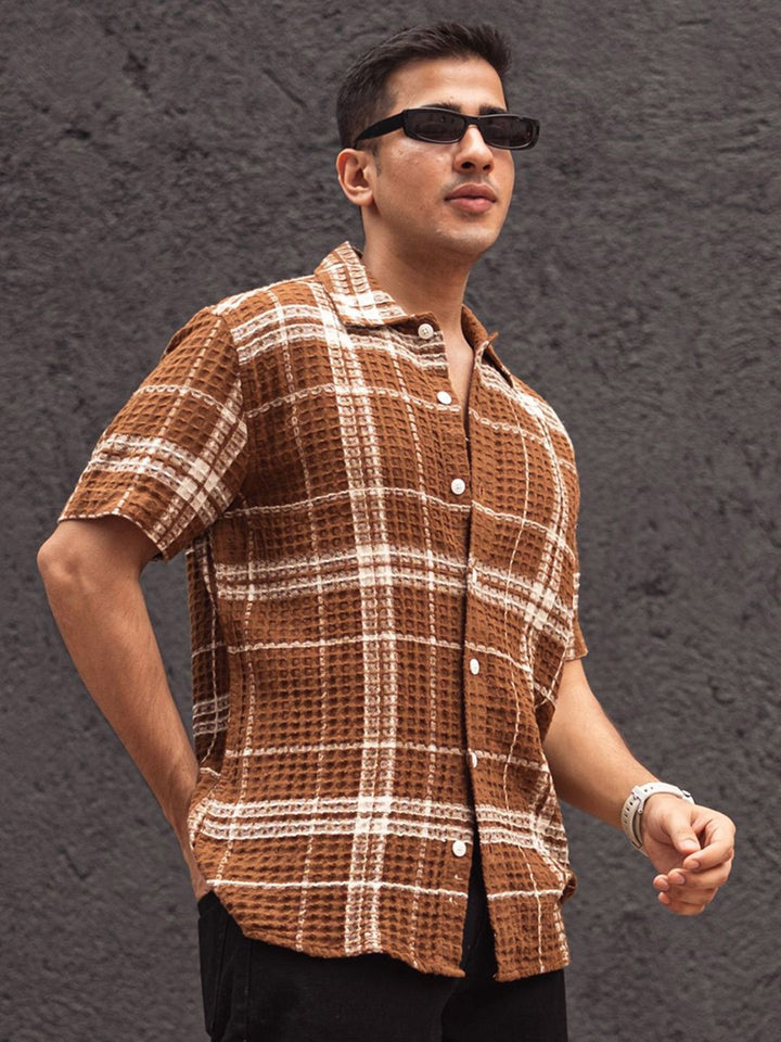 Powerlook Men Self Design Spread Collar Casual Shirt