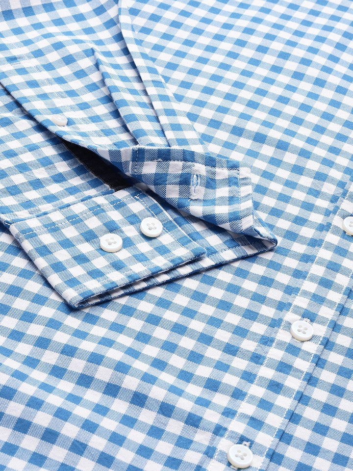 Thomas Scott Men Classic Slim Fit Gingham Checks Opaque Checked Casual Shirt