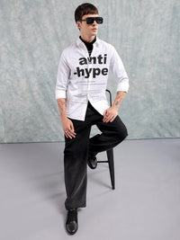 The Indian Garage Co Slim Fit Typography Printed Pure Cotton Casual Shirt