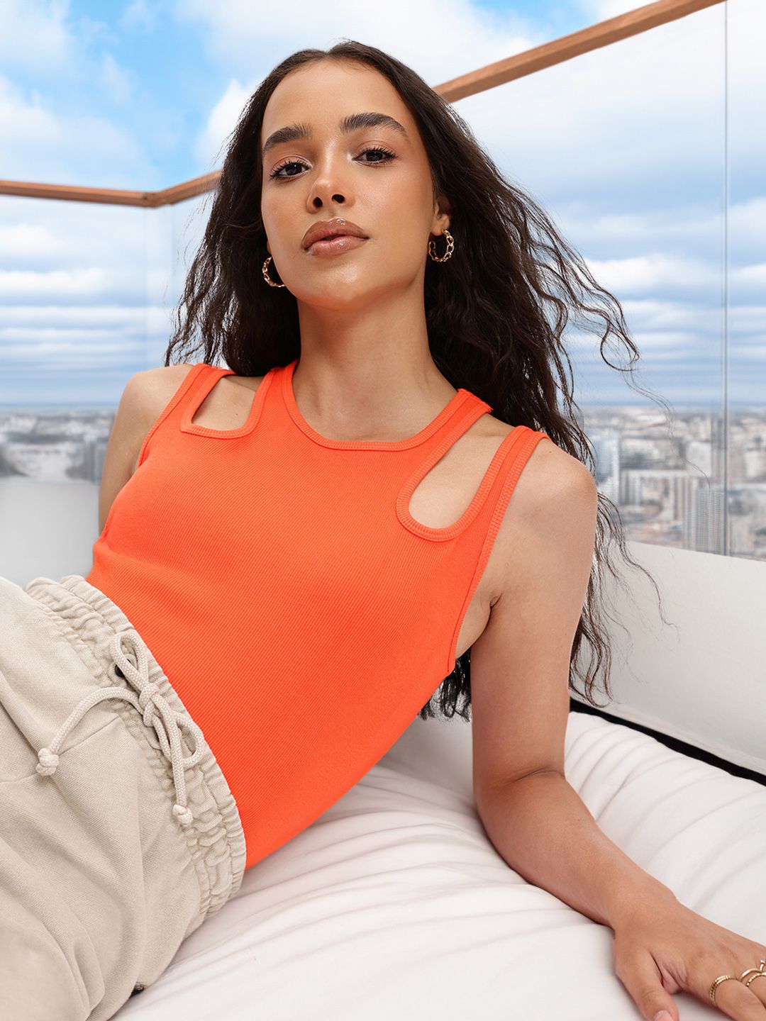 DressBerry Elevated Basics Strappy Cut-Out Knit Top