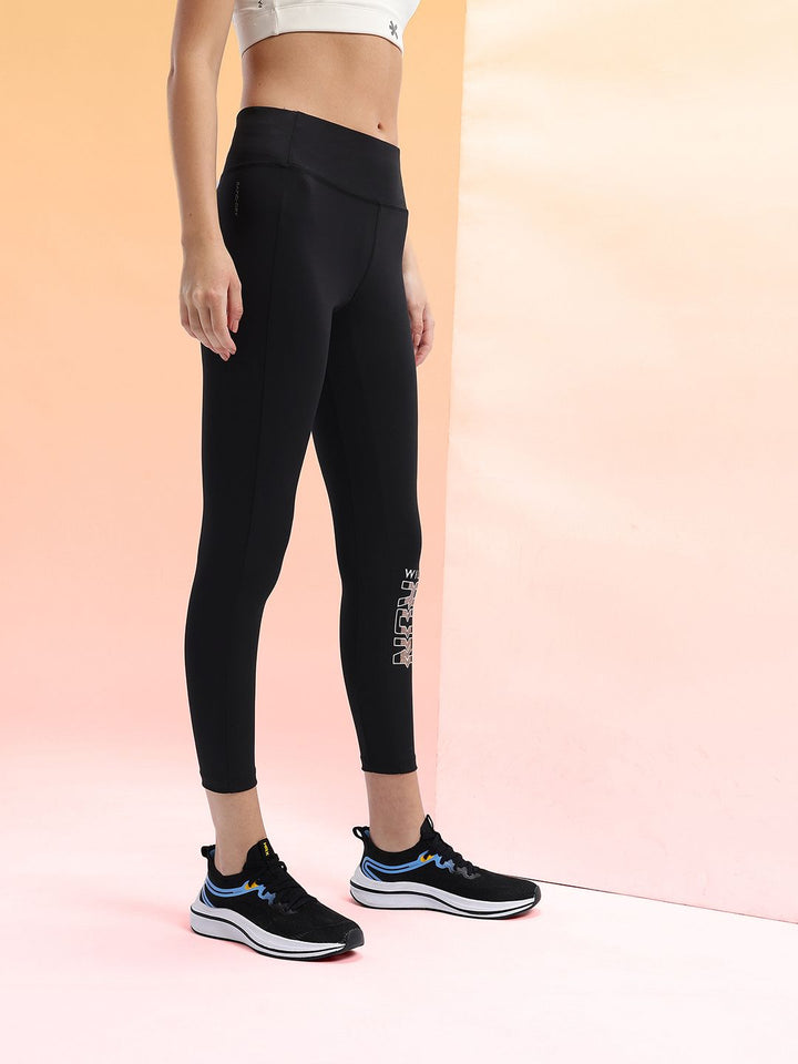 HRX by Hrithik Roshan Women Brand Logo Printed Rapid-Dry Cropped Running Tights