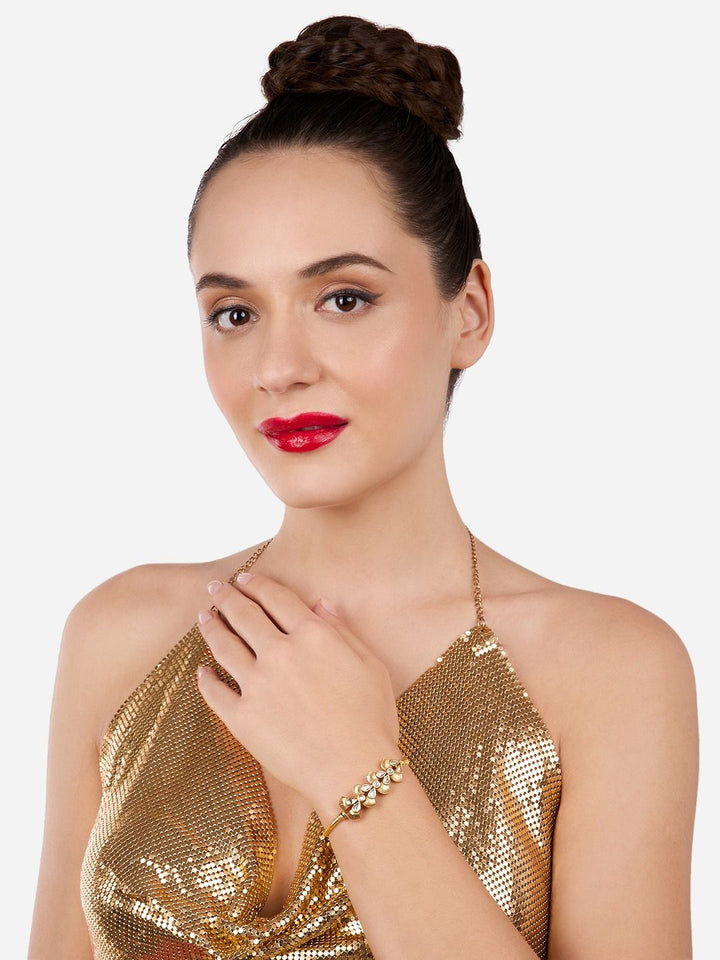 Zaveri Pearls Women Cubic Zirconia Gold-Plated Kada Bracelet