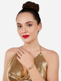 Zaveri Pearls Women Cubic Zirconia Gold-Plated Kada Bracelet