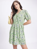 DressBerry Floral Breeze Wrap Puff Sleeve Dress