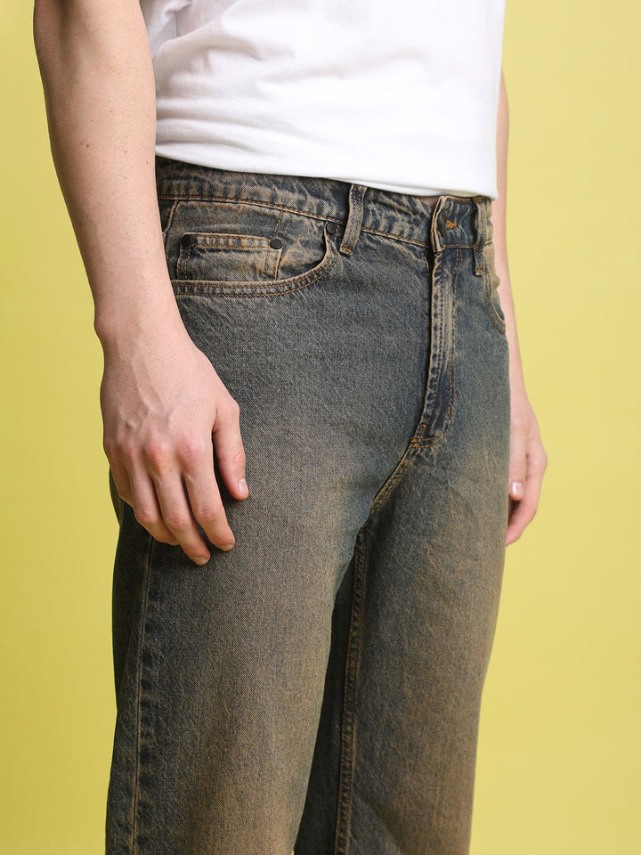Bene Kleed Men Cotton Straight Fit Tinted Jeans