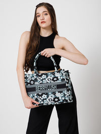 Berrylush Floral Printed Structured Tote Bag