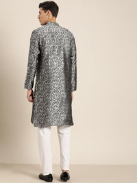 SOJANYA Men Grey Geometric Kurta