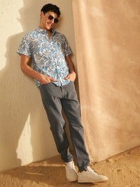 DENNISON Block Printed Schiffli Oversized Casual Shirt