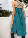 DressBerry Cascading Crush Bow Detailed Smocked A-Line Dress