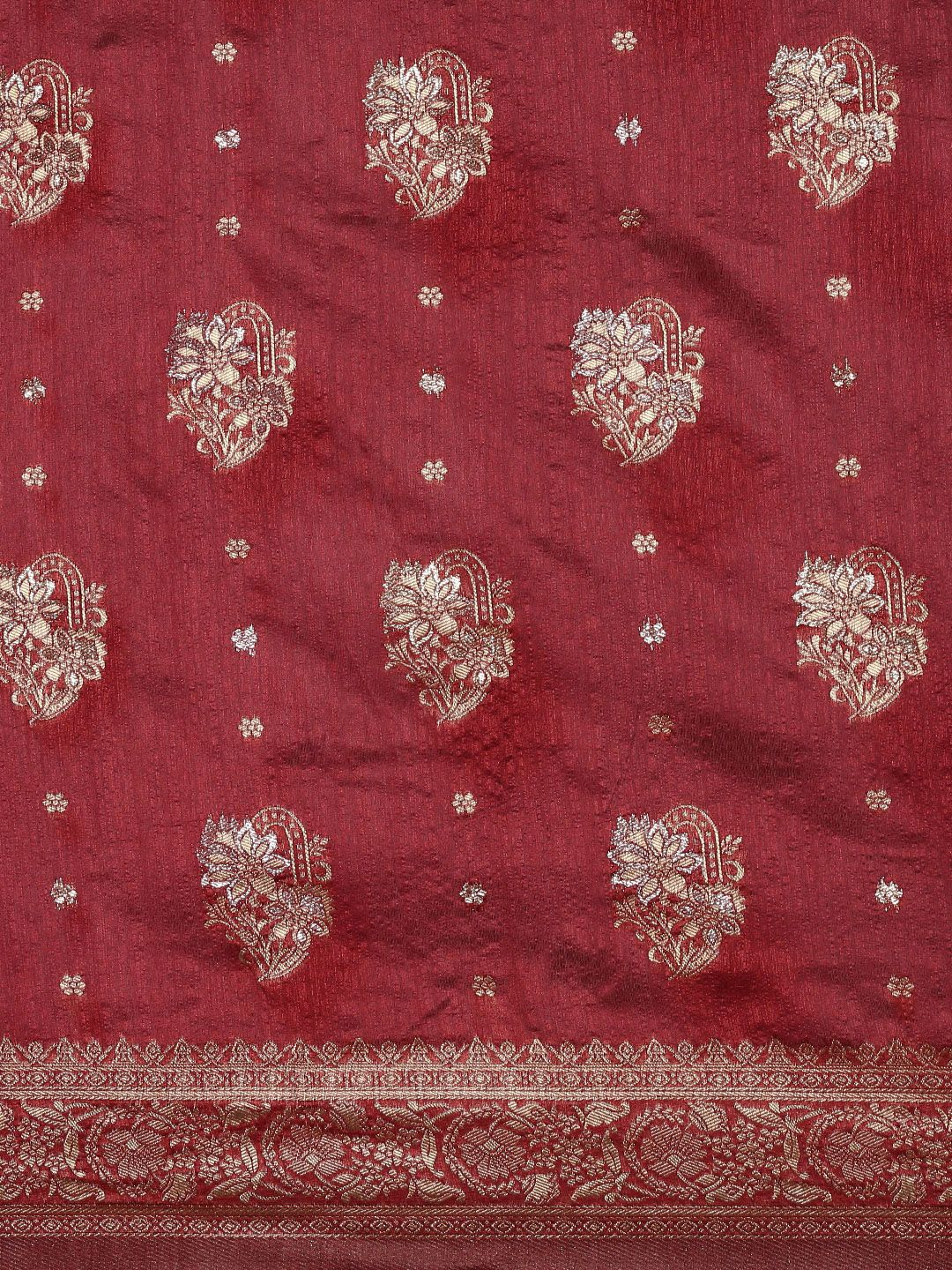 Saree mall Maroon Floral Silk Blend Banarasi Sarees