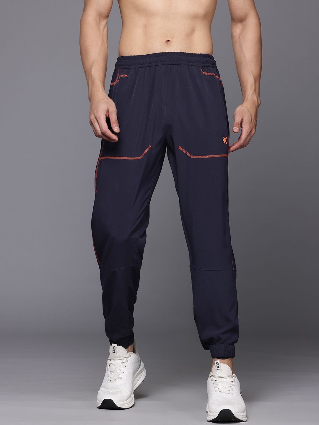 HRX by Hrithik Roshan Men Mid-Rise Training Joggers with Reflective Stripes