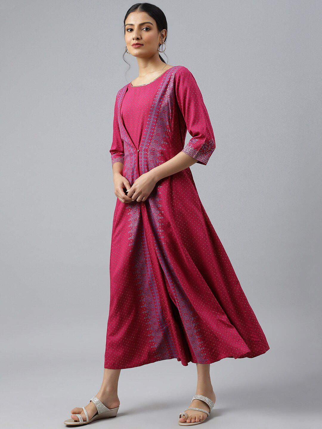 W Festive Geometric Print Rayon Jumpsuit