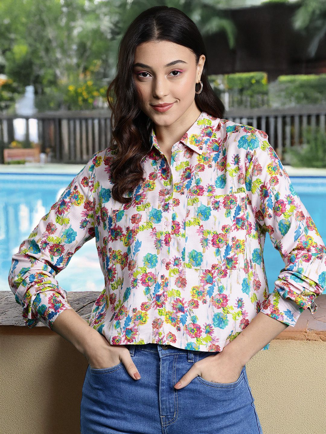 DressBerry Floral Opaque Printed Casual Shirt