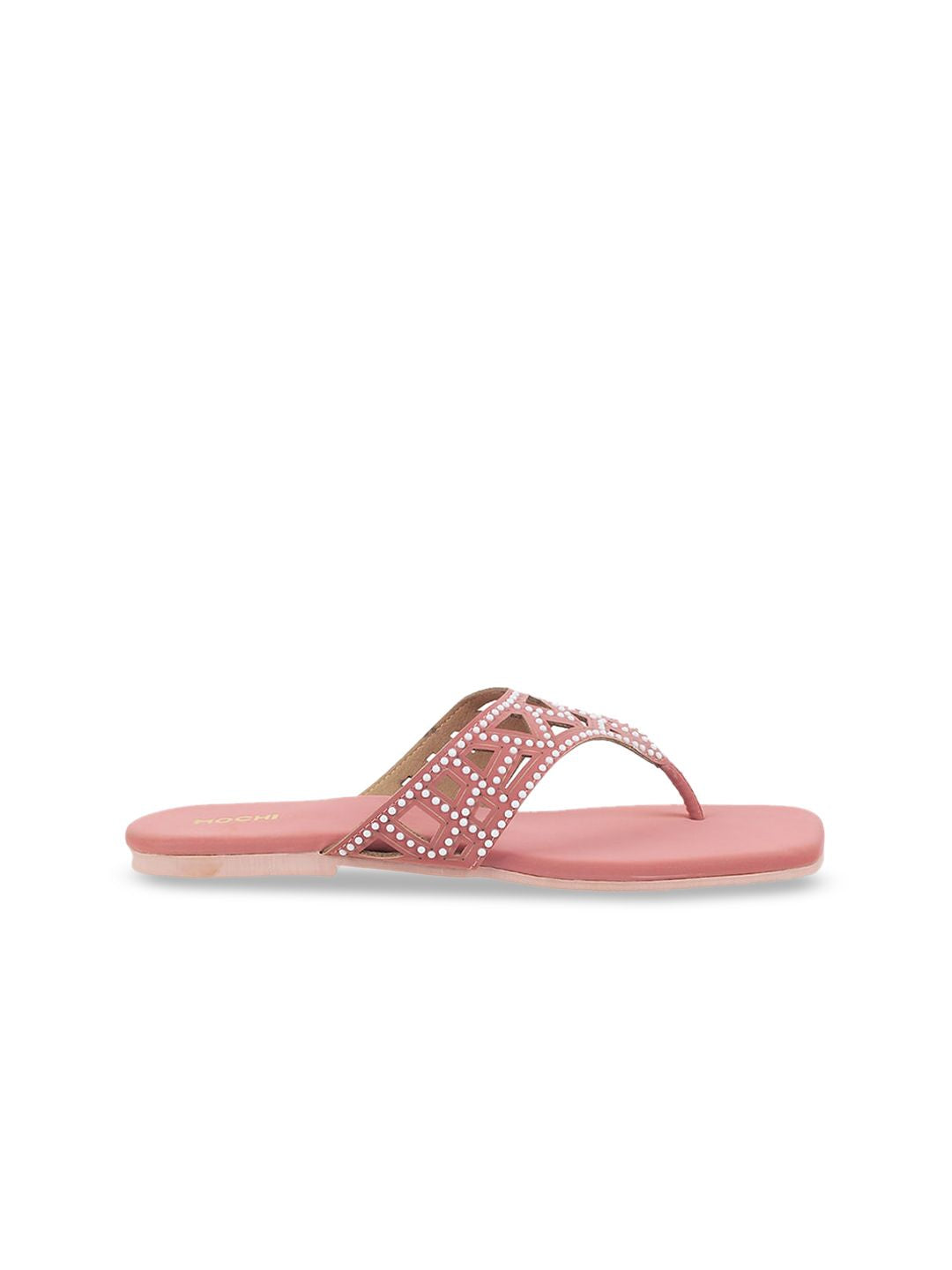 Mochi Embellished Open Toe Flats