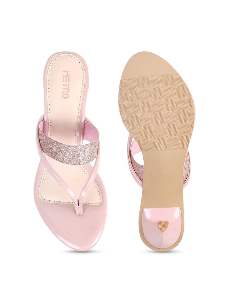 Metro Women Pink Embellished Kitten Heels