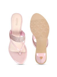 Metro Women Pink Embellished Kitten Heels