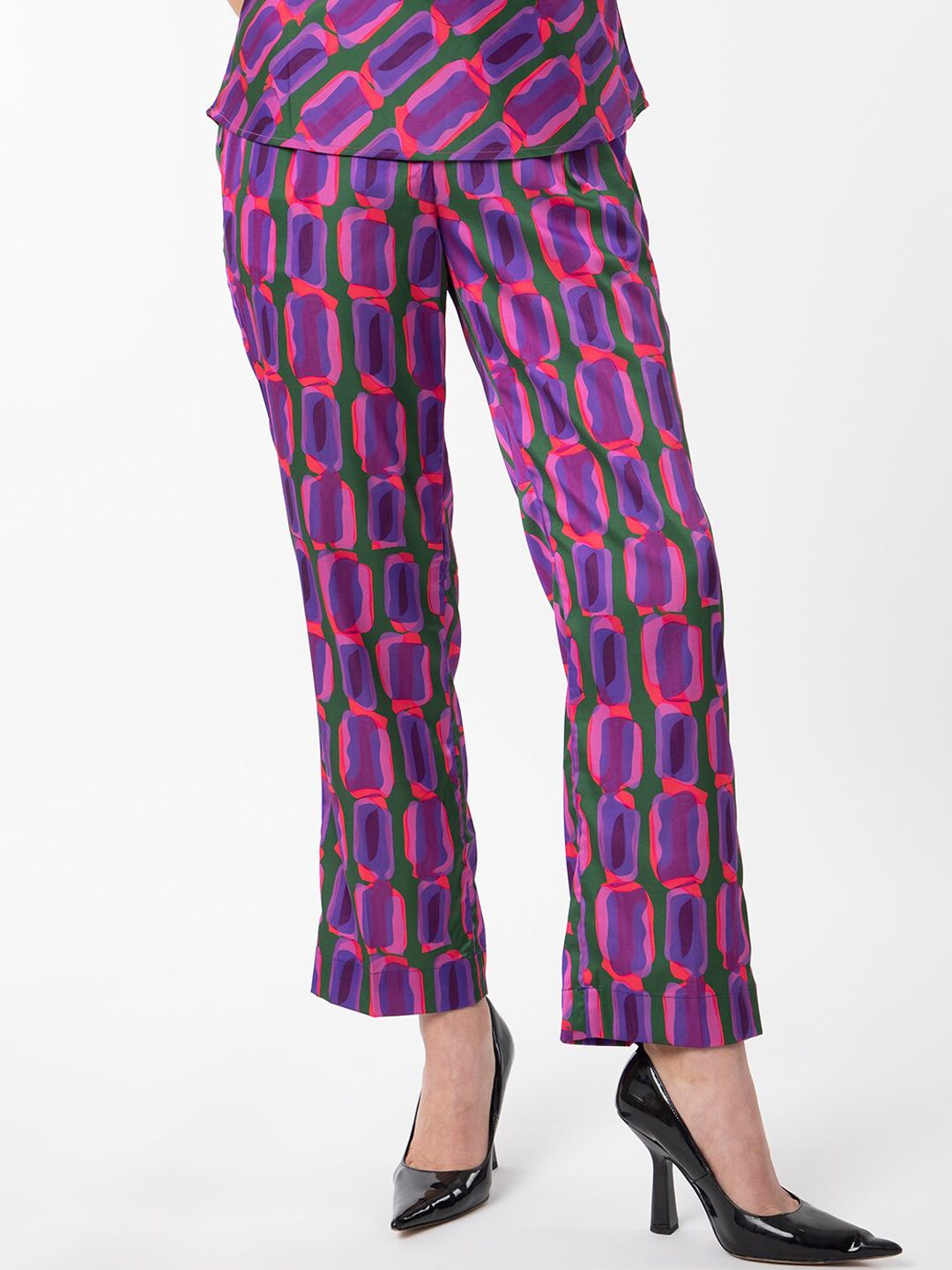 RAREISM Geo Abstract Print Satin Trousers