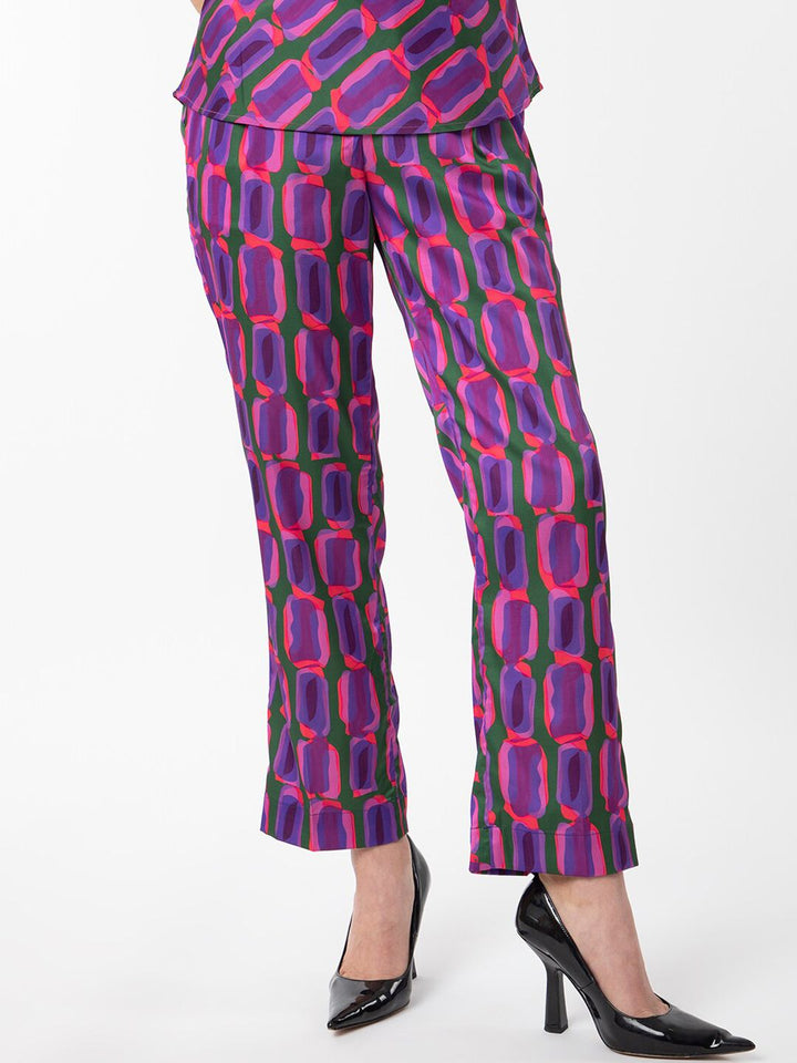 RAREISM Geo Abstract Print Satin Trousers