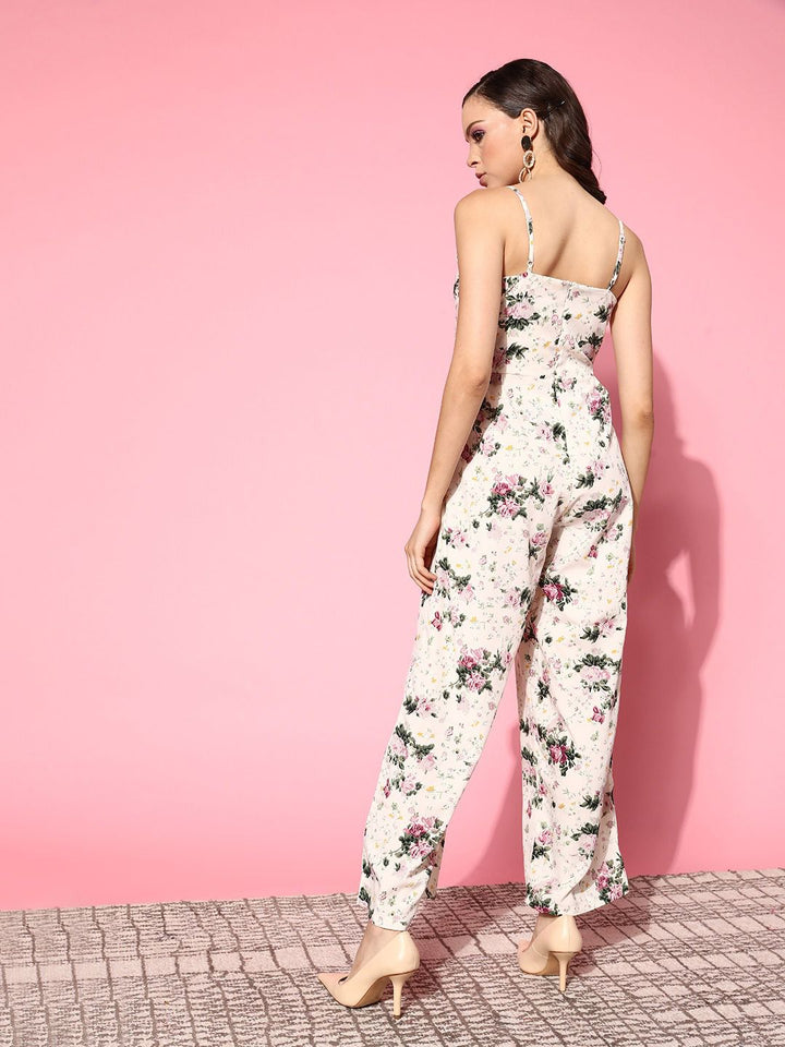 Berrylush Women Classy Beige Printed Roman Column Jumpsuit