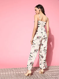 Berrylush Women Classy Beige Printed Roman Column Jumpsuit
