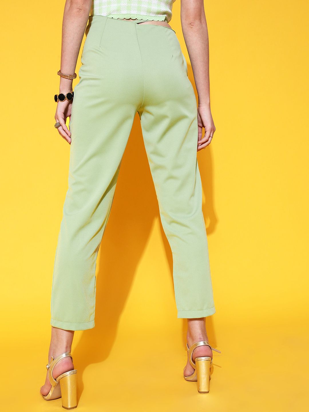 STREET 9 Women Gorgeous Green Solid Trousers