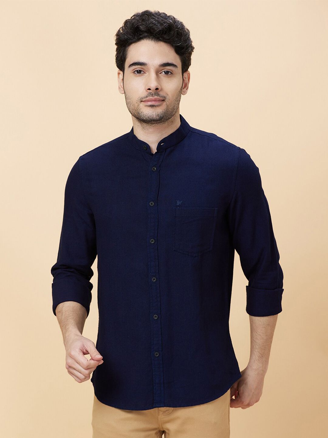 Being Human Slim Fit Mandarin Collar Long Sleeves Casual Shirt