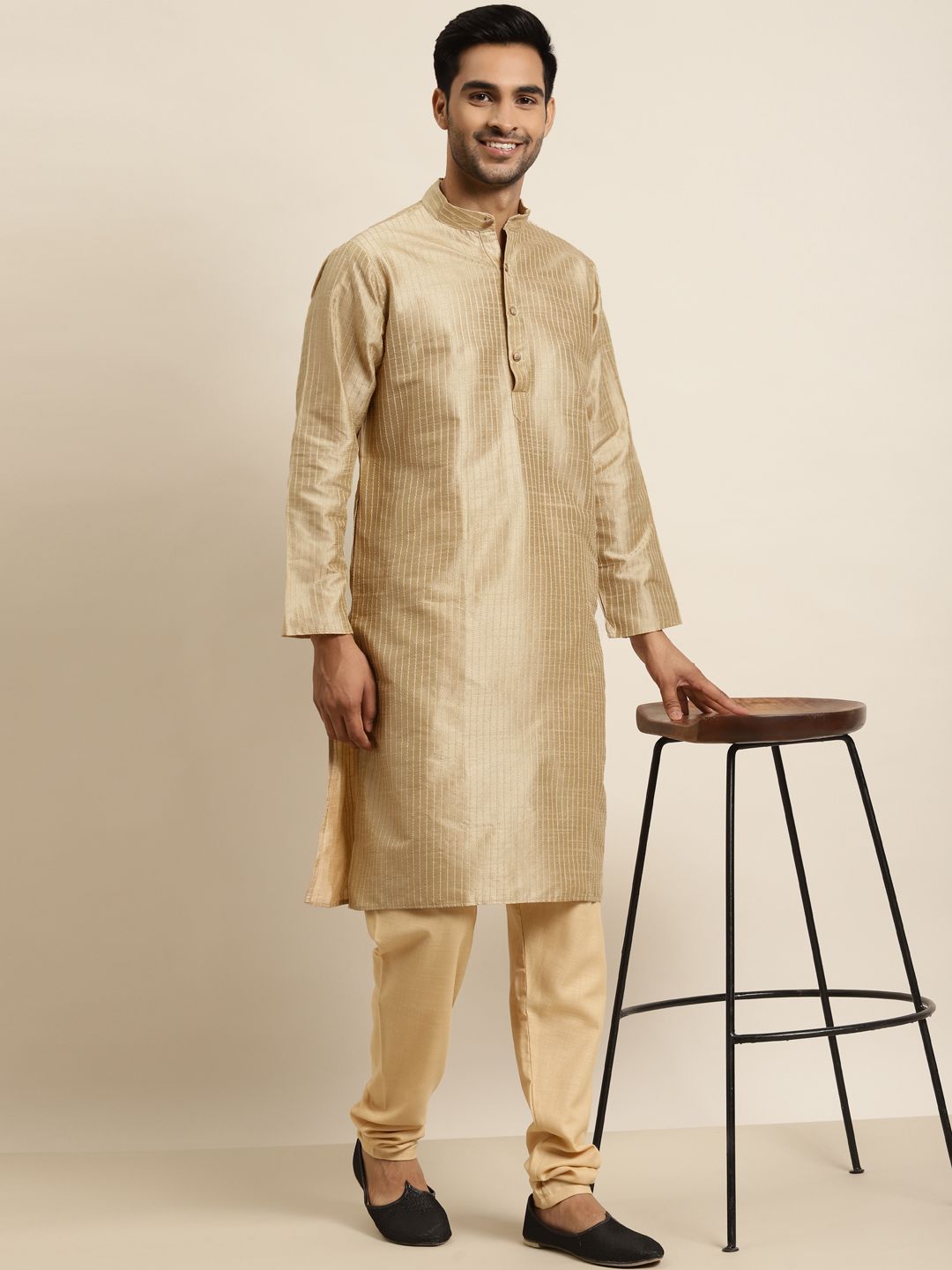 SOJANYA Men Golden Kurta
