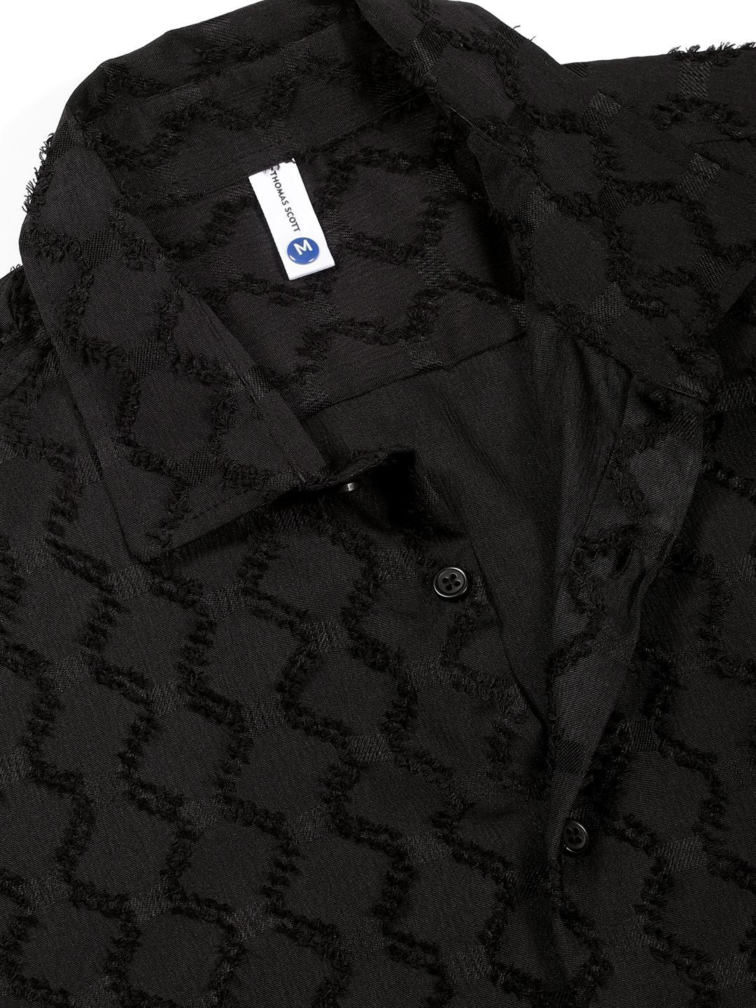 Thomas Scott Men Premium Spread Collar Textured Casual Shirt