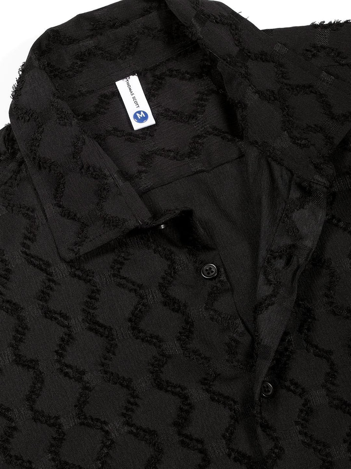 Thomas Scott Men Premium Spread Collar Textured Casual Shirt