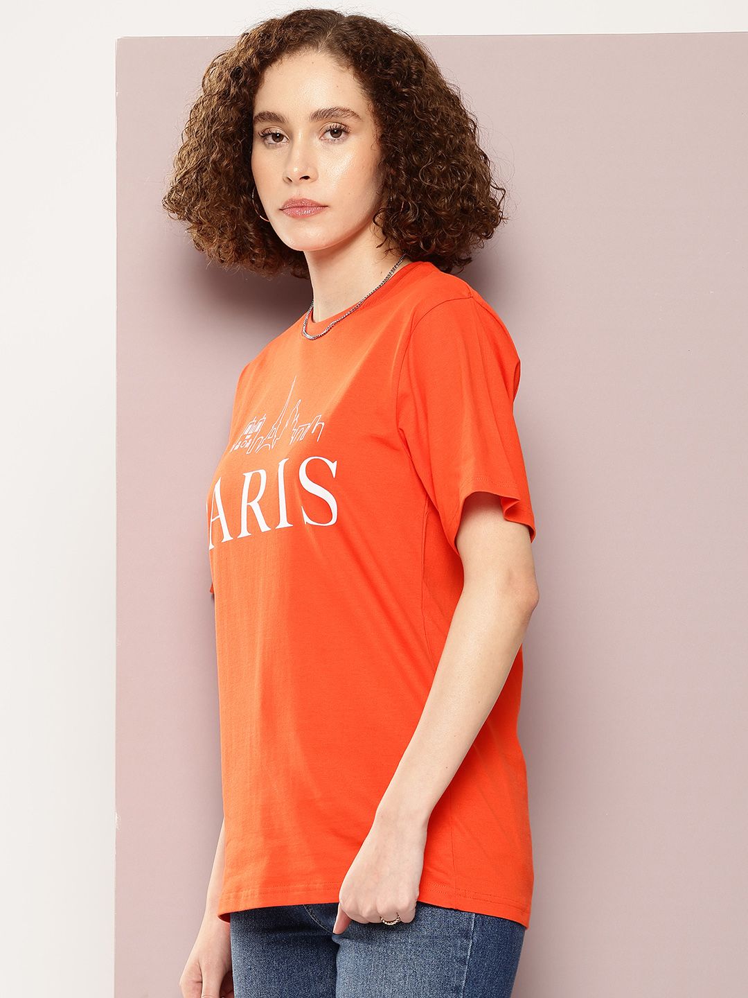 DILLINGER Typography Printed Drop-Shoulder Sleeves Oversized Pure Cotton T-shirt