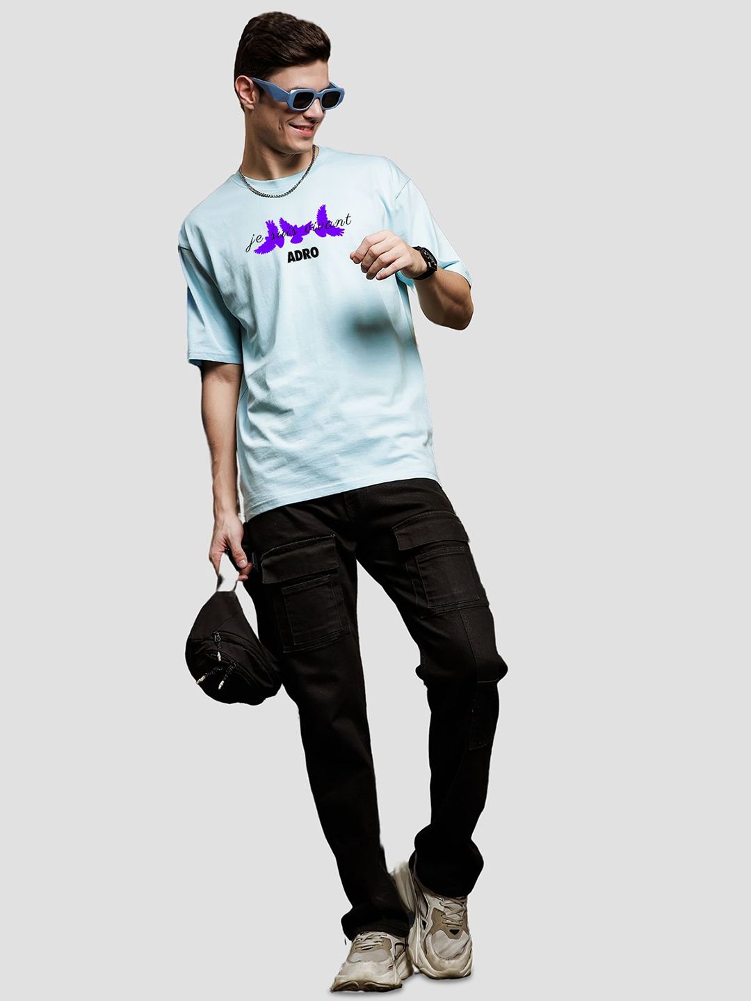 ADRO Men Printed Raw Edge T-shirt